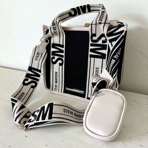 Steve Madden BWEBBER Canvas Tote/Crossbody - Black/White